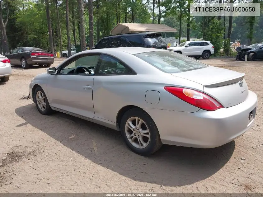 2006 Toyota Camry Solara Se VIN: 4T1CE38P46U600650 Lot: 42620091