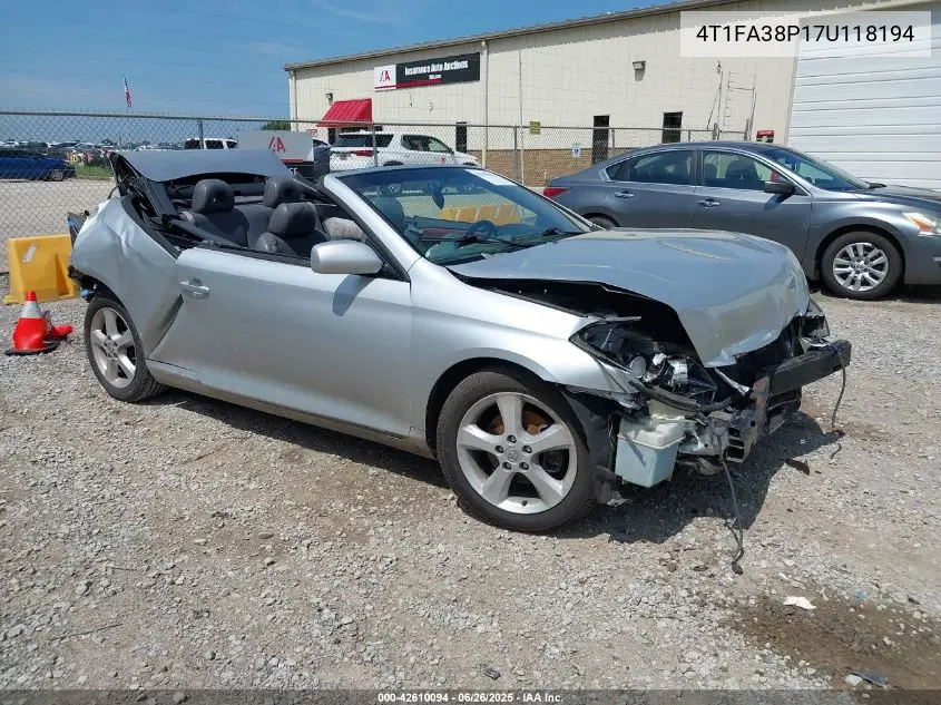 2007 Toyota Camry Solara Sle VIN: 4T1FA38P17U118194 Lot: 42610094