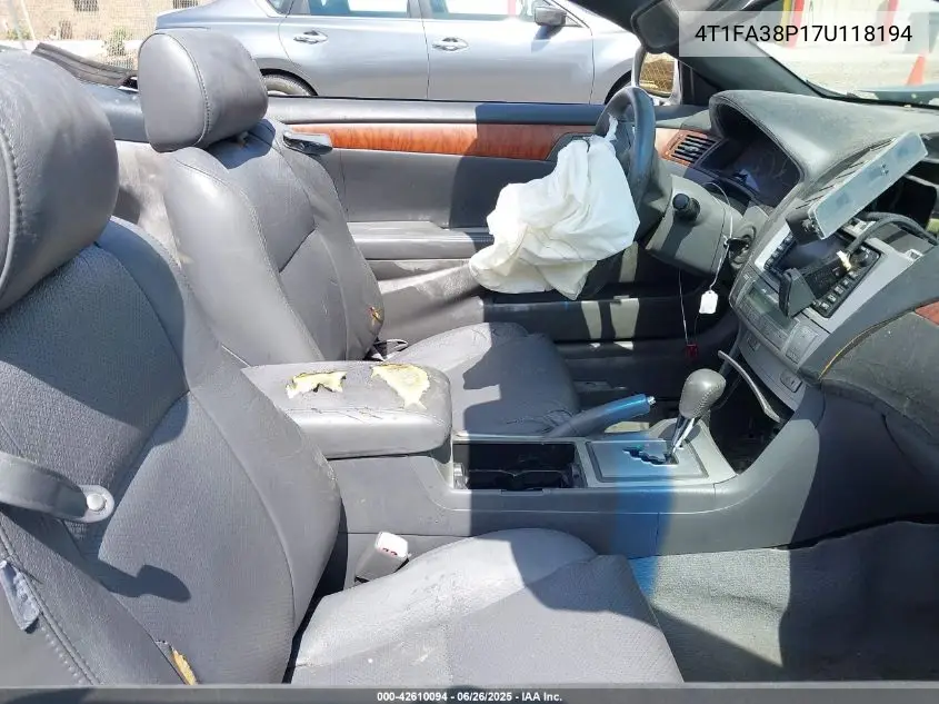 2007 Toyota Camry Solara Sle VIN: 4T1FA38P17U118194 Lot: 42610094