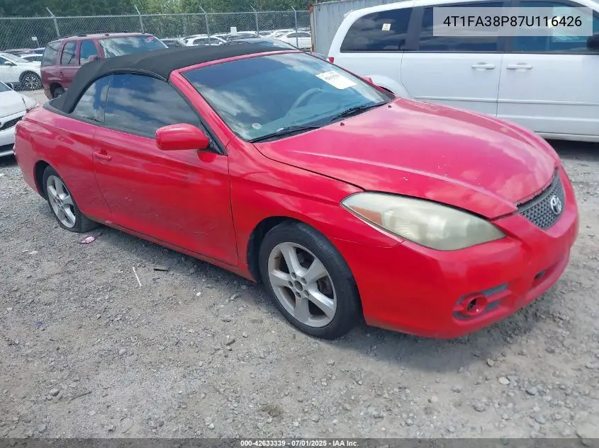 2007 Toyota Camry Solara Sle VIN: 4T1FA38P87U116426 Lot: 42633339