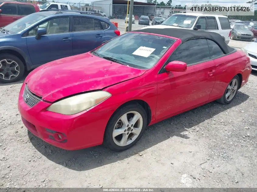 2007 Toyota Camry Solara Sle VIN: 4T1FA38P87U116426 Lot: 42633339