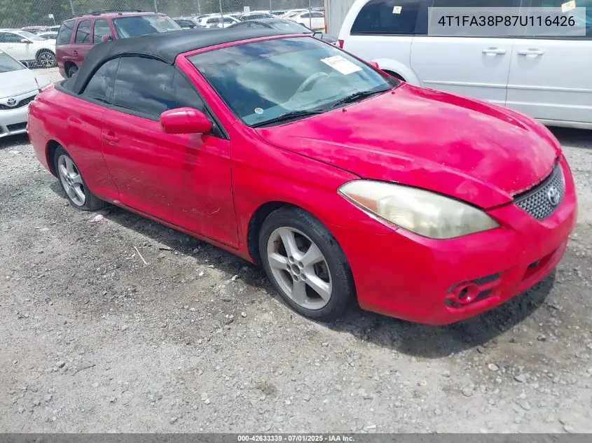 2007 Toyota Camry Solara Sle VIN: 4T1FA38P87U116426 Lot: 42633339
