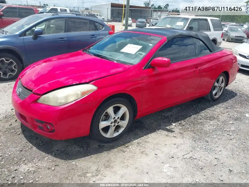 2007 Toyota Camry Solara Sle VIN: 4T1FA38P87U116426 Lot: 42633339