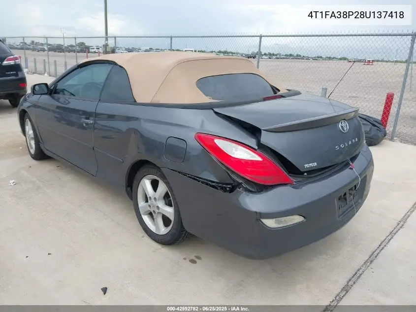 2008 Toyota Camry Solara Sle VIN: 4T1FA38P28U137418 Lot: 42592782
