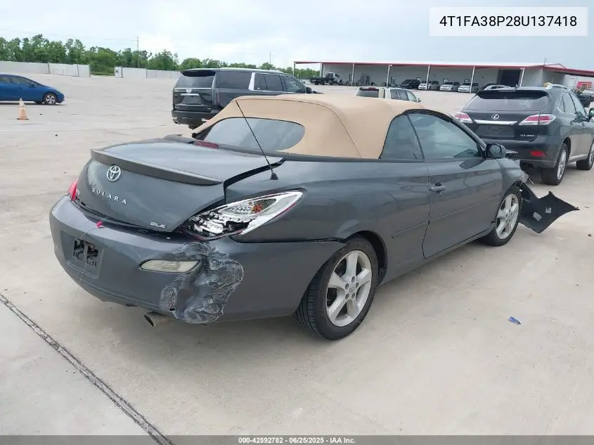 2008 Toyota Camry Solara Sle VIN: 4T1FA38P28U137418 Lot: 42592782