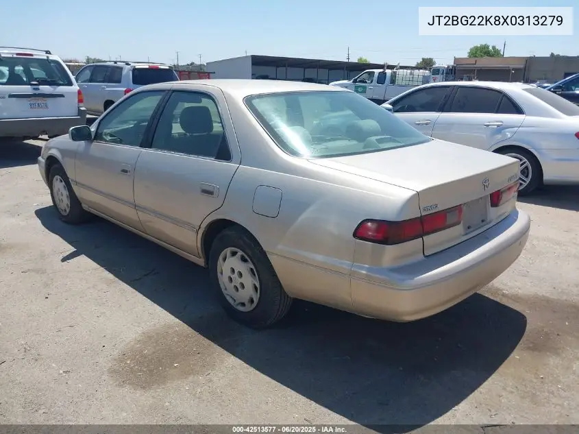 1999 Toyota Camry Le VIN: JT2BG22K8X0313279 Lot: 42513577