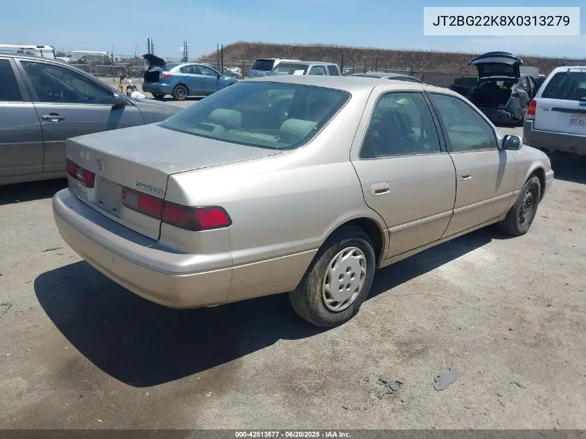 1999 Toyota Camry Le VIN: JT2BG22K8X0313279 Lot: 42513577