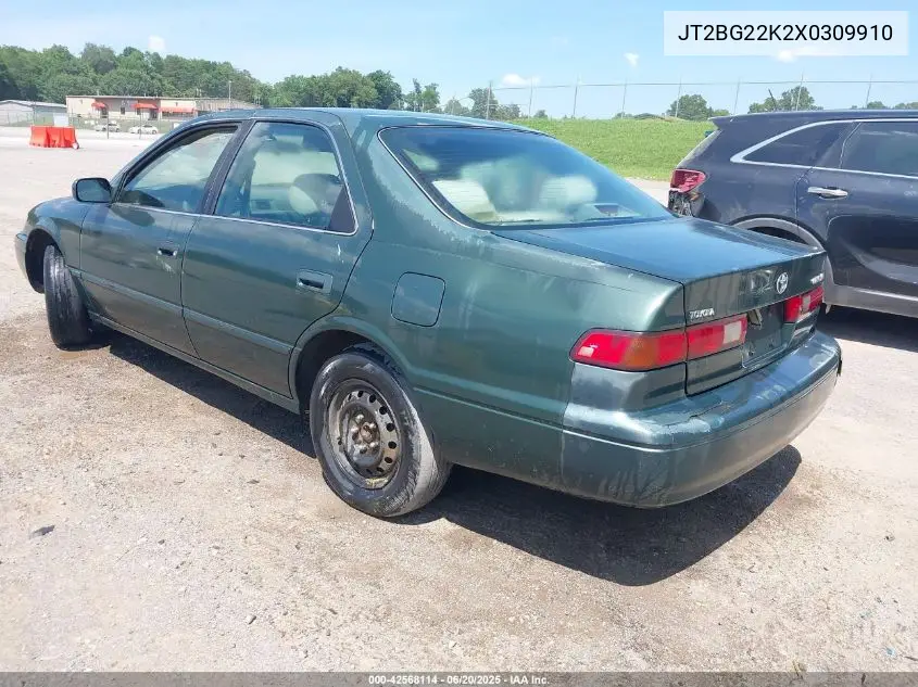 1999 Toyota Camry Le VIN: JT2BG22K2X0309910 Lot: 42568114