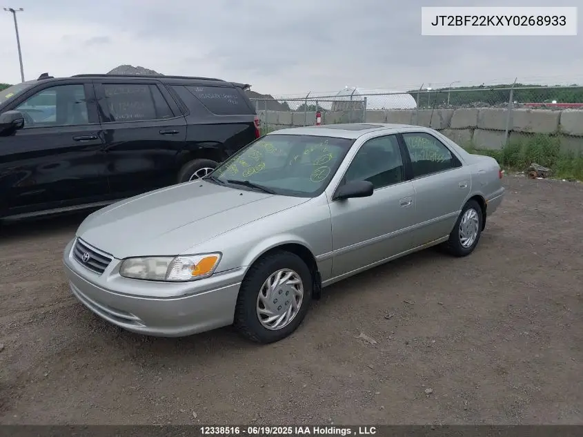 2000 Toyota Camry Xle V6 VIN: JT2BF22KXY0268933 Lot: 12338516