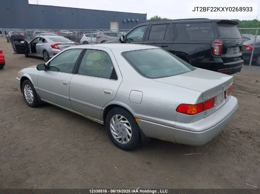 2000 Toyota Camry Xle V6 VIN: JT2BF22KXY0268933 Lot: 12338516