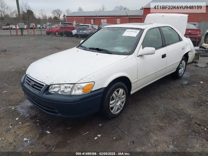 2000 Toyota Camry Le V6 VIN: 4T1BF22K6YU948159 Lot: 41499366