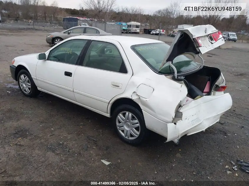 2000 Toyota Camry Le V6 VIN: 4T1BF22K6YU948159 Lot: 41499366