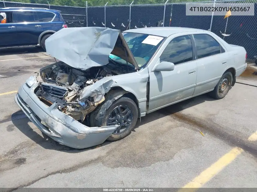 2000 Toyota Camry Le VIN: 4T1BG22K0YU653667 Lot: 42235789