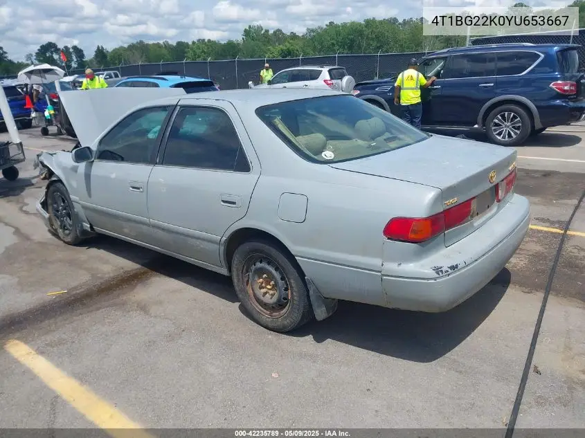 2000 Toyota Camry Le VIN: 4T1BG22K0YU653667 Lot: 42235789