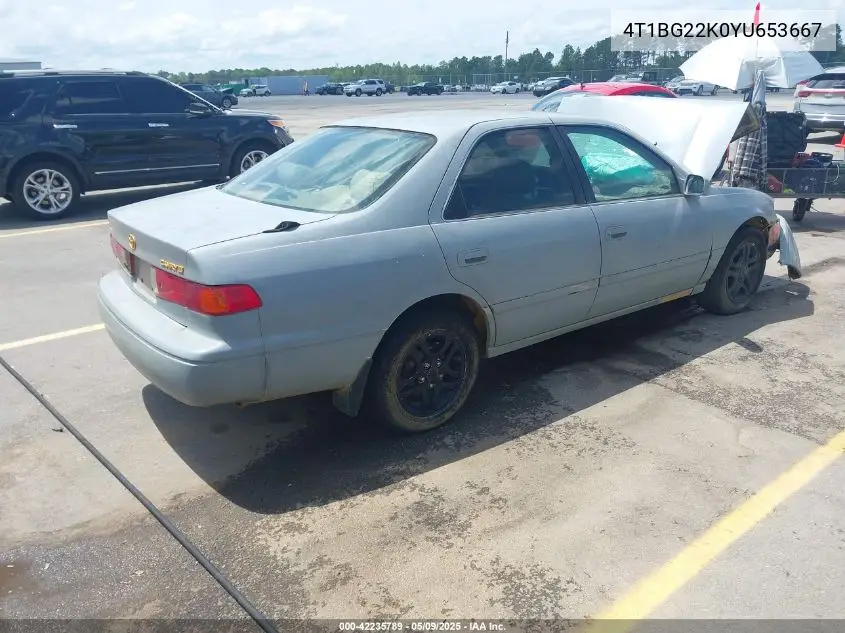 2000 Toyota Camry Le VIN: 4T1BG22K0YU653667 Lot: 42235789