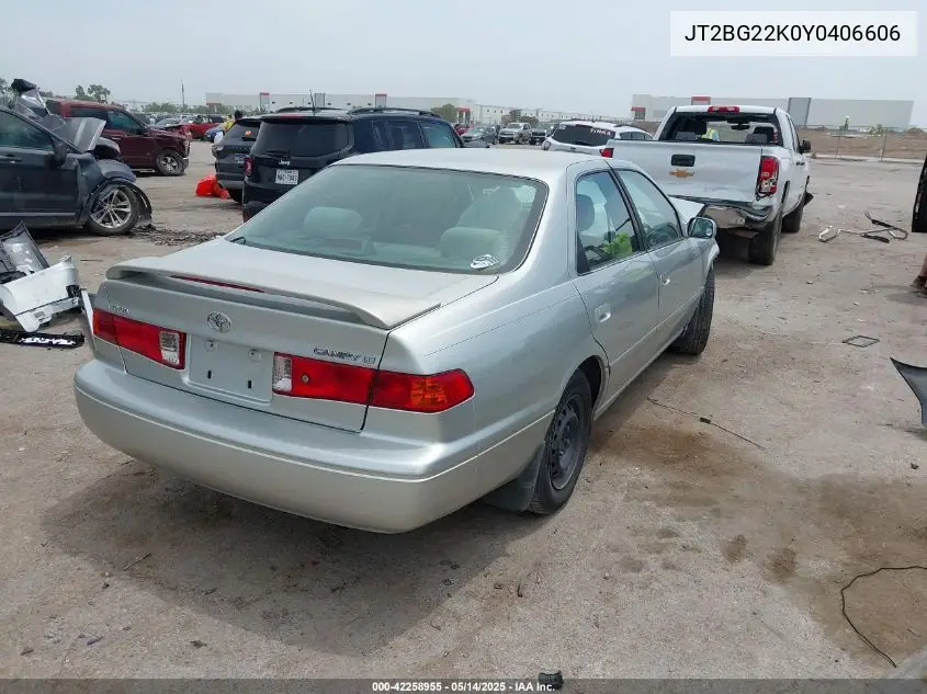 2000 Toyota Camry Le VIN: JT2BG22K0Y0406606 Lot: 42258955