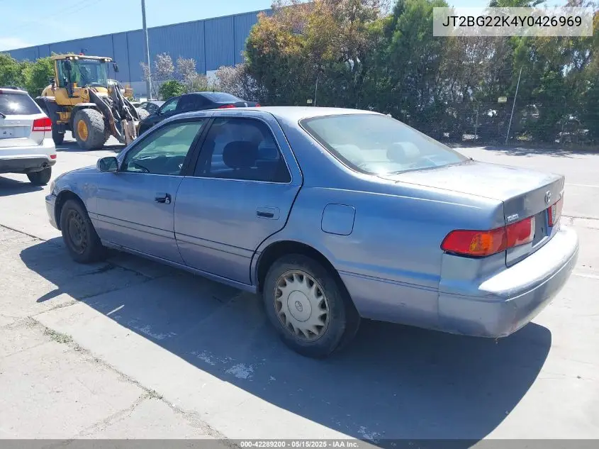 2000 Toyota Camry Le VIN: JT2BG22K4Y0426969 Lot: 42289200