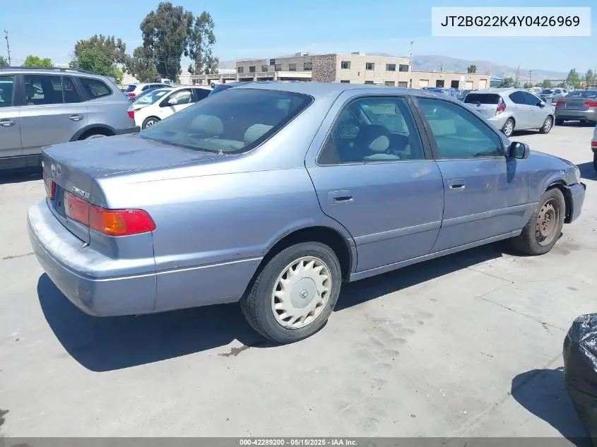 2000 Toyota Camry Le VIN: JT2BG22K4Y0426969 Lot: 42289200