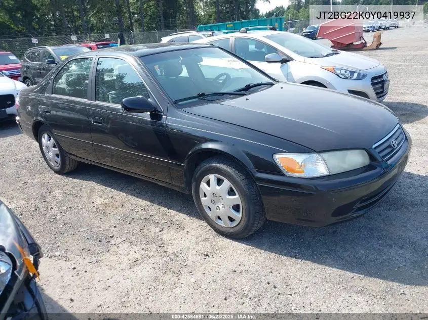 2000 Toyota Camry Le VIN: JT2BG22K0Y0419937 Lot: 42564681