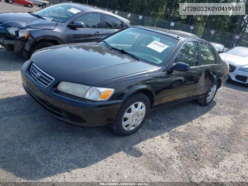 2000 Toyota Camry Le VIN: JT2BG22K0Y0419937 Lot: 42564681