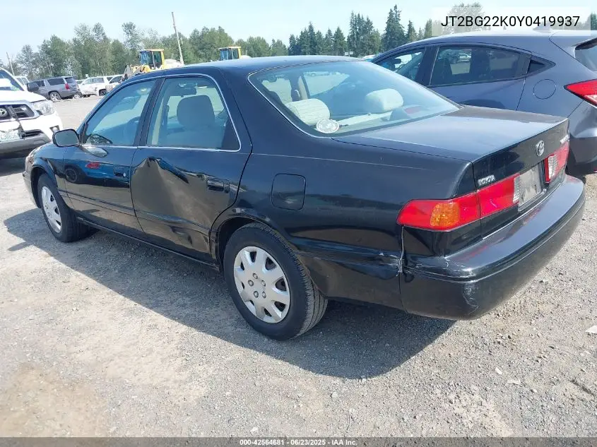 2000 Toyota Camry Le VIN: JT2BG22K0Y0419937 Lot: 42564681