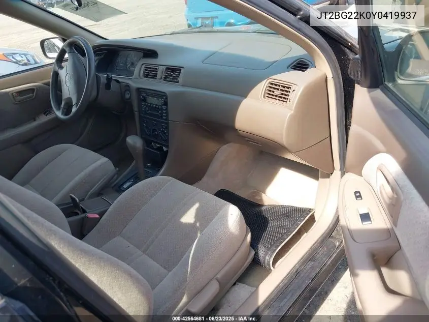 2000 Toyota Camry Le VIN: JT2BG22K0Y0419937 Lot: 42564681