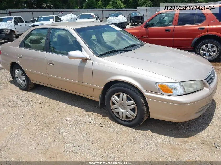 2000 Toyota Camry Ce/Le/Xle VIN: JT2BG22K6Y0421434 Lot: 42574039