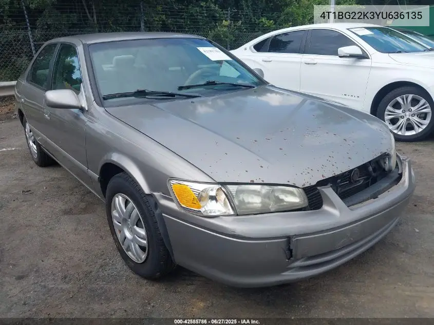 2000 Toyota Camry Le VIN: 4T1BG22K3YU636135 Lot: 42585786