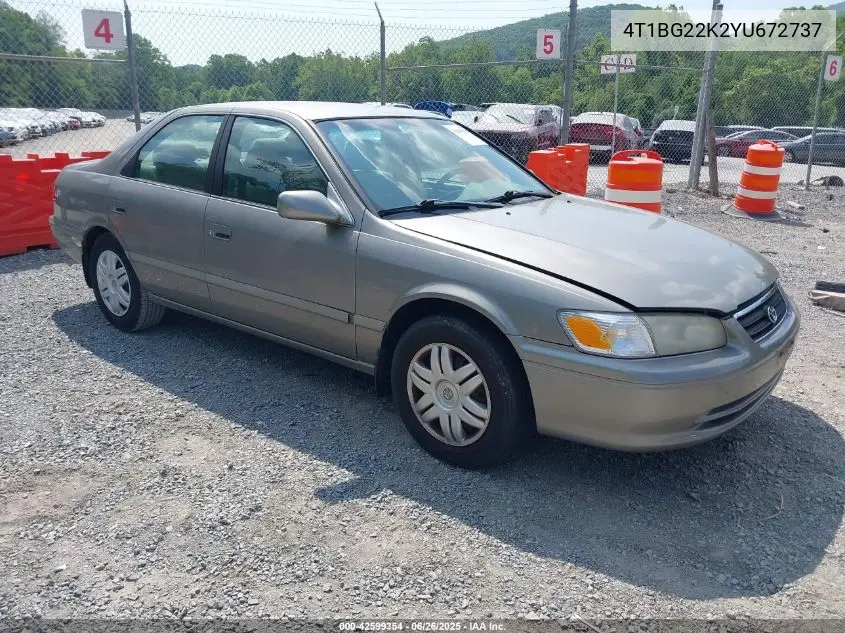 2000 Toyota Camry Le VIN: 4T1BG22K2YU672737 Lot: 42599354