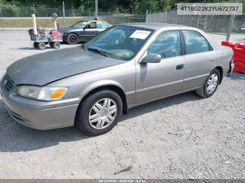 2000 Toyota Camry Le VIN: 4T1BG22K2YU672737 Lot: 42599354