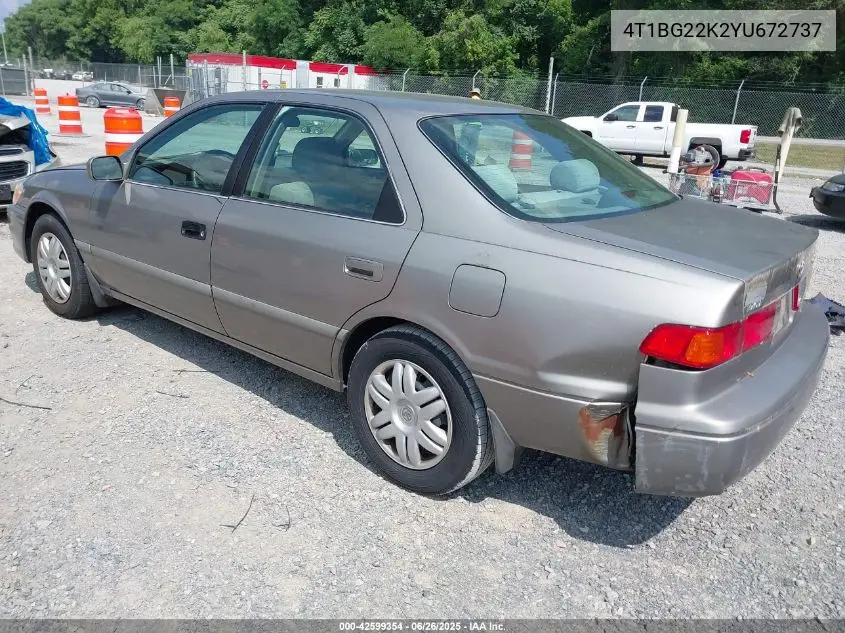 2000 Toyota Camry Le VIN: 4T1BG22K2YU672737 Lot: 42599354