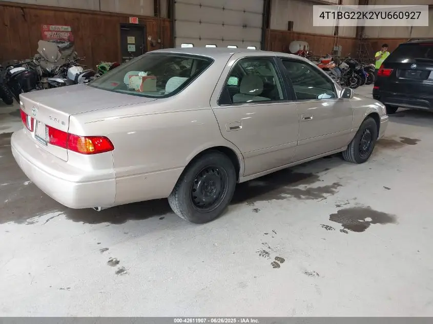 2000 Toyota Camry Le VIN: 4T1BG22K2YU660927 Lot: 42611907