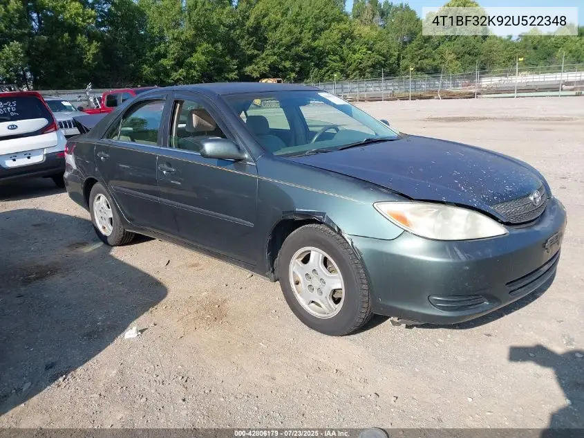 2002 Toyota Camry Le V6 VIN: 4T1BF32K92U522348 Lot: 42806179