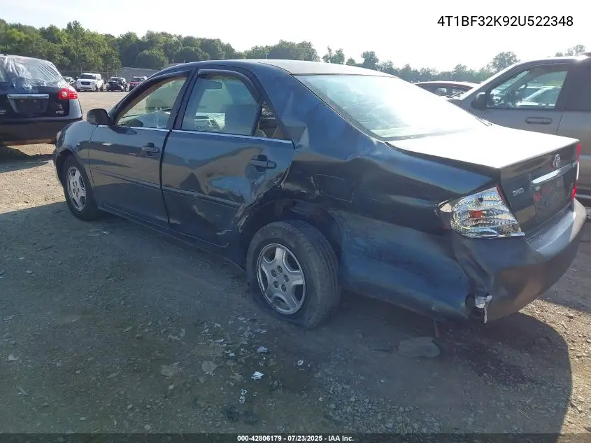 2002 Toyota Camry Le V6 VIN: 4T1BF32K92U522348 Lot: 42806179