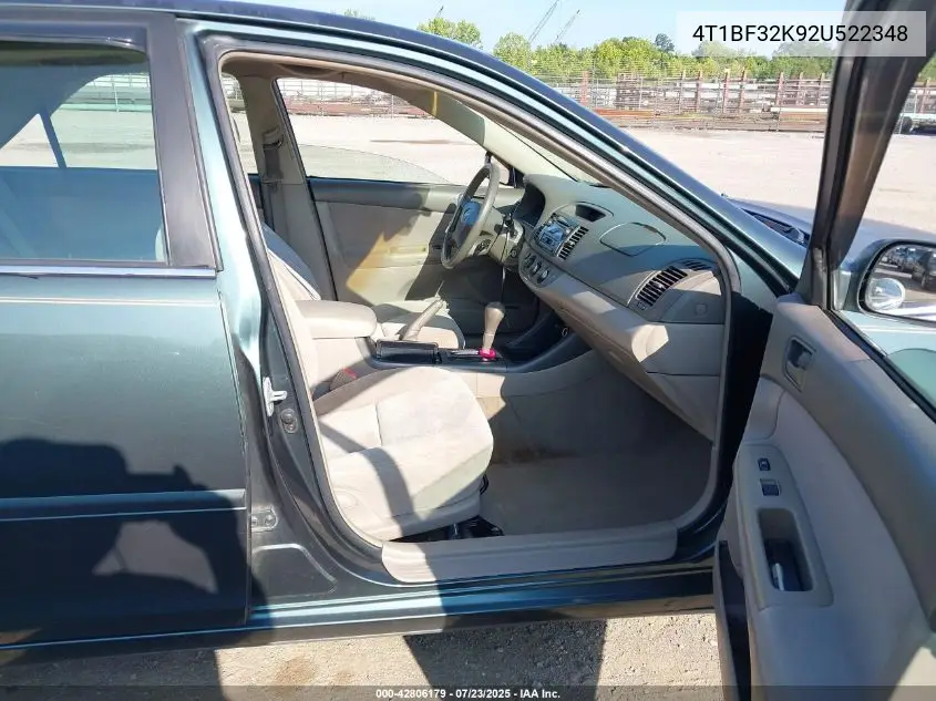 2002 Toyota Camry Le V6 VIN: 4T1BF32K92U522348 Lot: 42806179