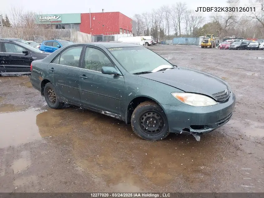 2003 Toyota Camry Le V6/Se V6/Xle V6 VIN: JTDBF32K330126011 Lot: 12277020