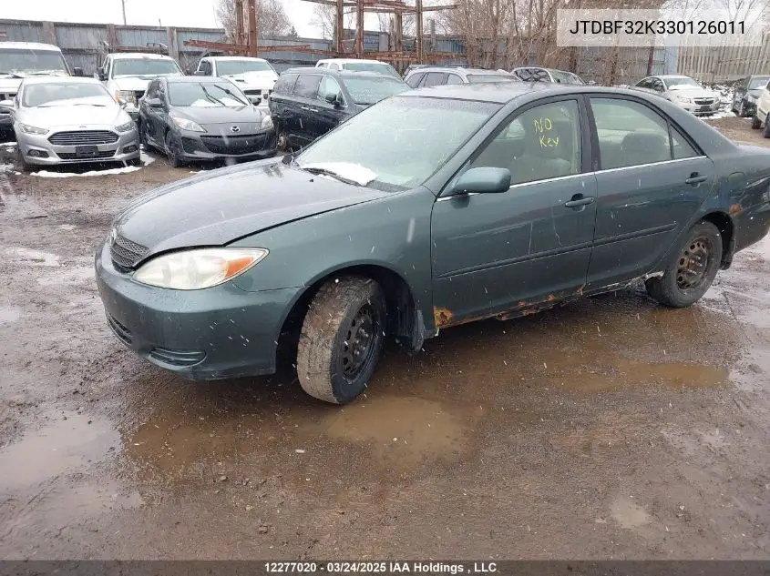 2003 Toyota Camry Le V6/Se V6/Xle V6 VIN: JTDBF32K330126011 Lot: 12277020