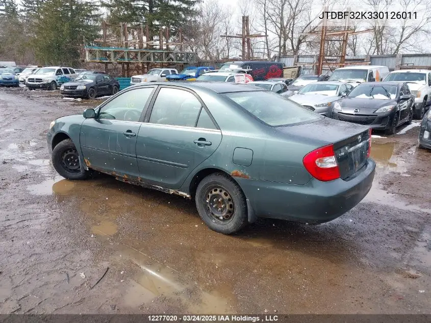 2003 Toyota Camry Le V6/Se V6/Xle V6 VIN: JTDBF32K330126011 Lot: 12277020
