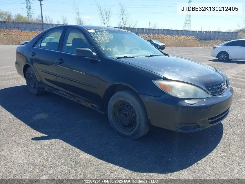 2003 Toyota Camry VIN: JTDBE32K130212405 Lot: 12287231