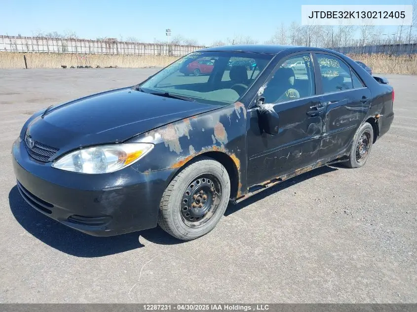 2003 Toyota Camry VIN: JTDBE32K130212405 Lot: 12287231
