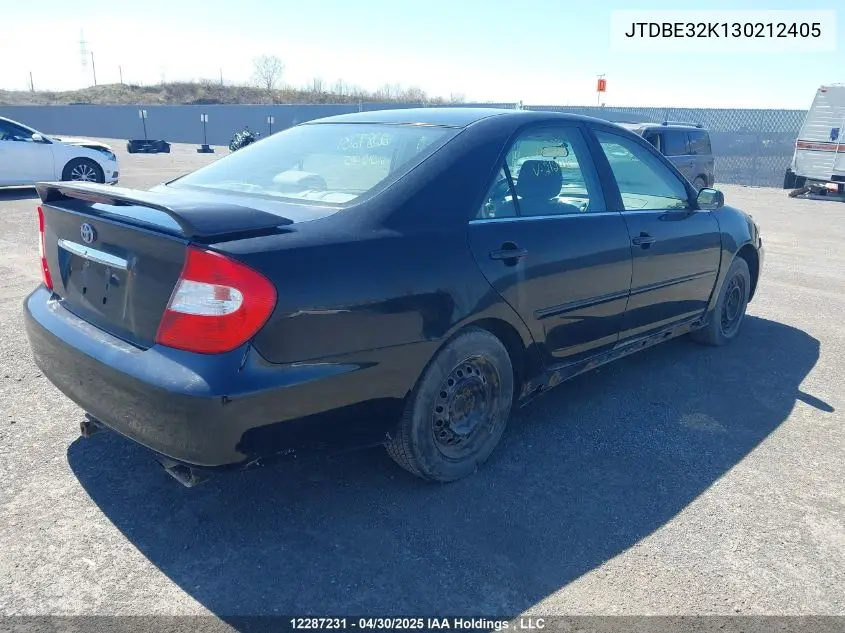 2003 Toyota Camry VIN: JTDBE32K130212405 Lot: 12287231