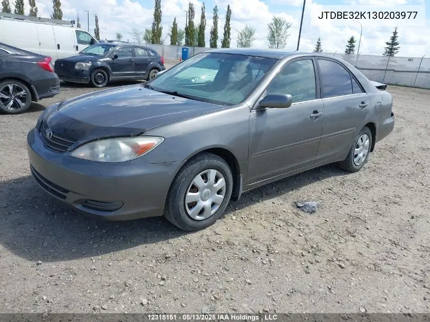 2003 Toyota Camry Le/Xle VIN: JTDBE32K130203977 Lot: 12315151