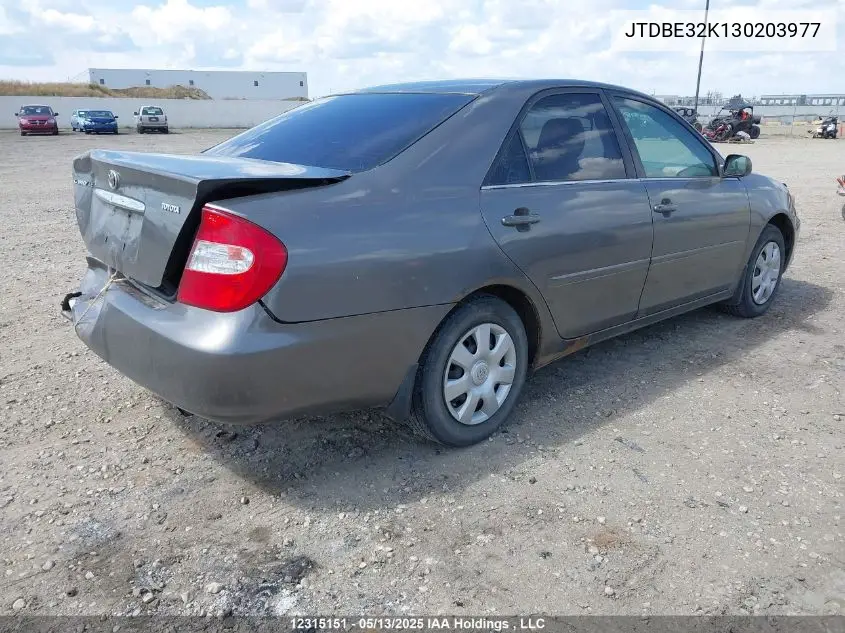 2003 Toyota Camry Le/Xle VIN: JTDBE32K130203977 Lot: 12315151