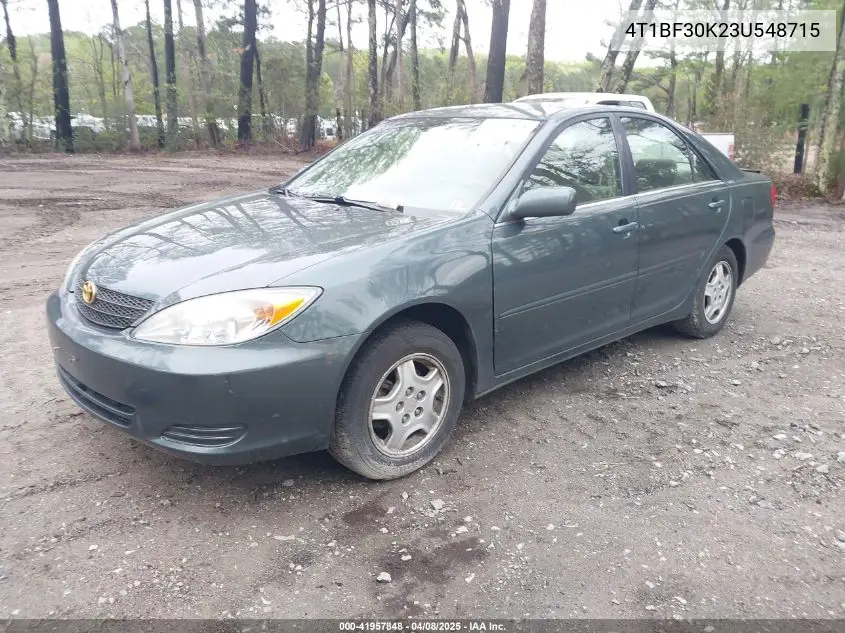 2003 Toyota Camry Le V6 VIN: 4T1BF30K23U548715 Lot: 41957848