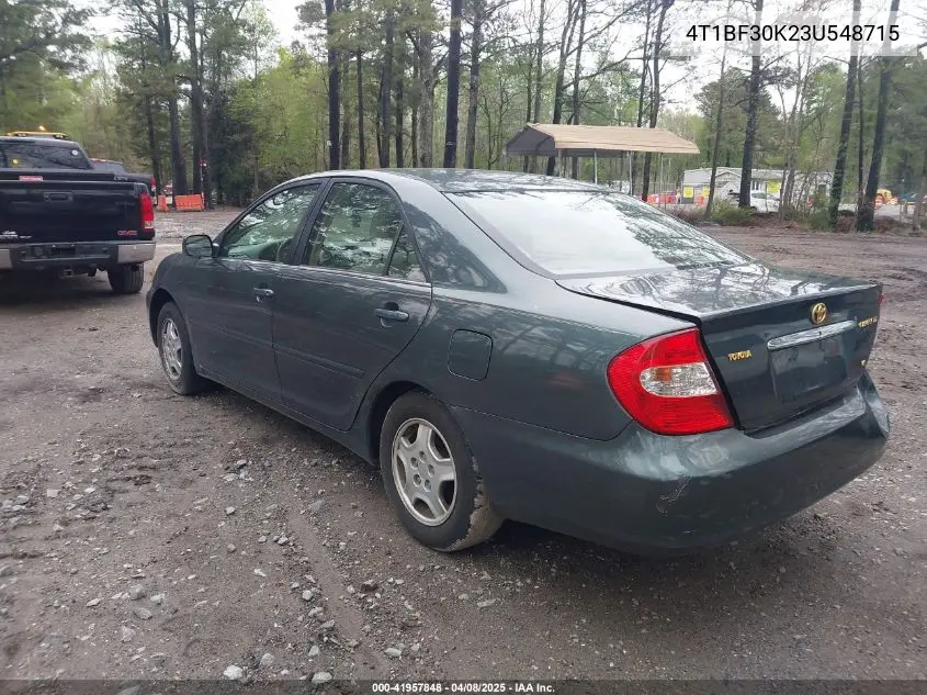 2003 Toyota Camry Le V6 VIN: 4T1BF30K23U548715 Lot: 41957848