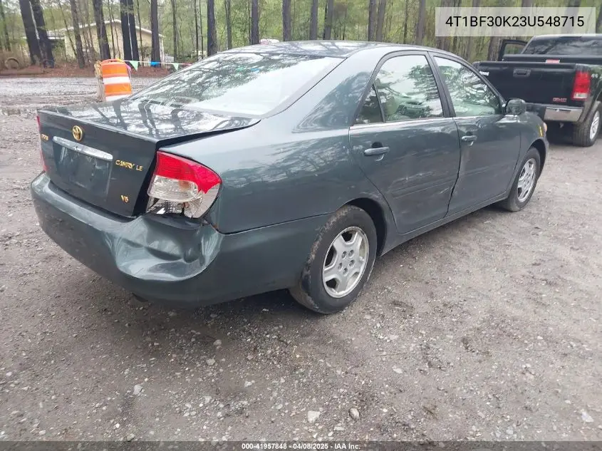 2003 Toyota Camry Le V6 VIN: 4T1BF30K23U548715 Lot: 41957848