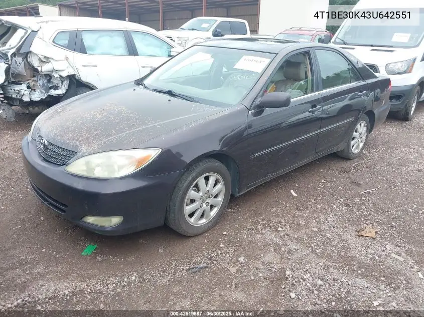 2003 Toyota Camry Le/Xle/Se VIN: 4T1BE30K43U642551 Lot: 42619687