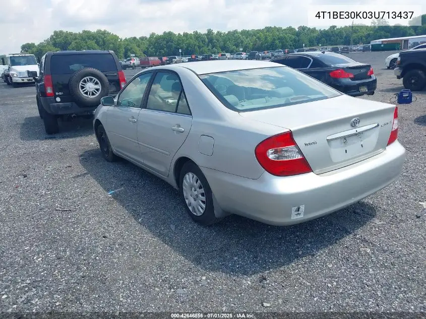 2003 Toyota Camry Le VIN: 4T1BE30K03U713437 Lot: 42646856