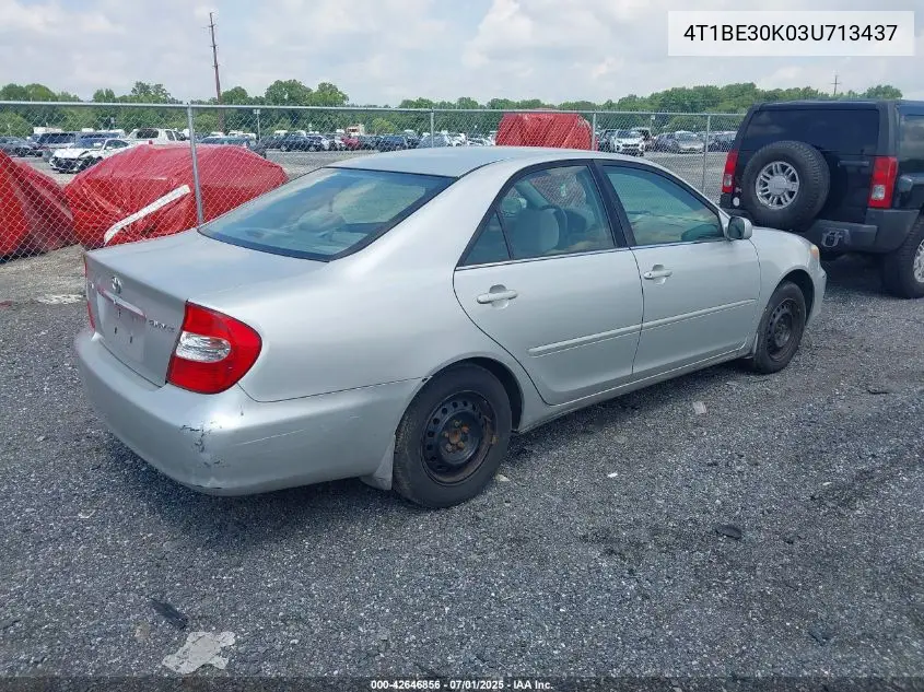 2003 Toyota Camry Le VIN: 4T1BE30K03U713437 Lot: 42646856