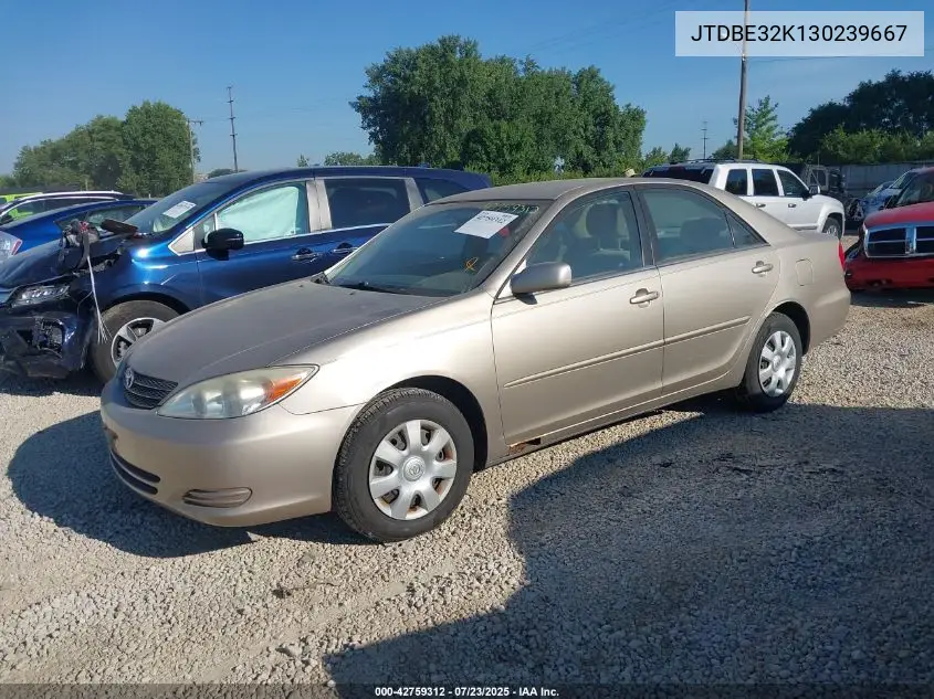 jtdbe32k130239667 JTDBE32K130239667 2003 Toyota Camry Le
